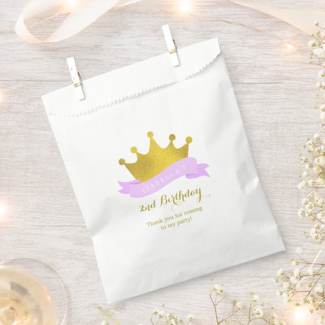 Sachets En Papier Lavande et Gold Princesse Tiara fête d'anniversair (Coupé)