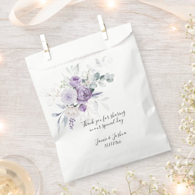 Sachets En Papier Lavande et pivoines violettes Verdure (Coupé)