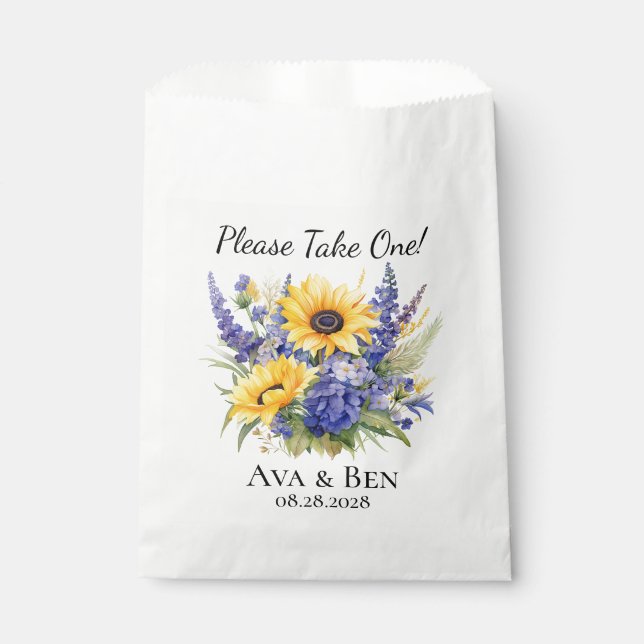 Sachets En Papier Lavande violette avec Mariage de tournesol (Devant)