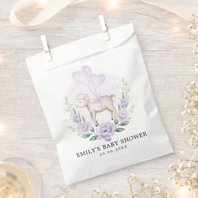 Sachets En Papier Lavender Lamb Bébé Mouton Fille Douche Anniversair (Coupé)