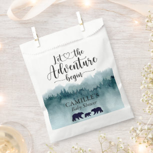 Sachets En Papier L'aventure commence Montagnes Ours Baby shower Fav