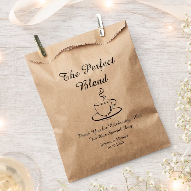 Sachets En Papier le mélange parfait, mariage merci café (Coupé)