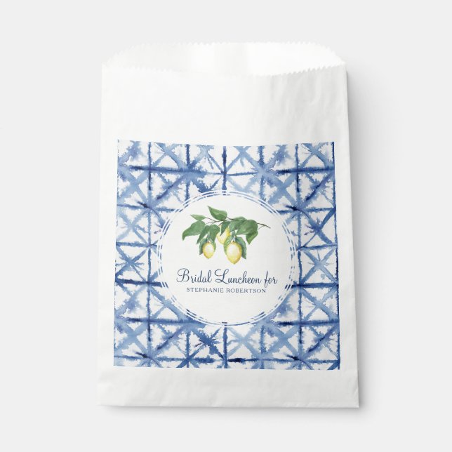Sachets En Papier Lémon d'aquarelle nuptiale citron avec Motif Shibo (Devant)