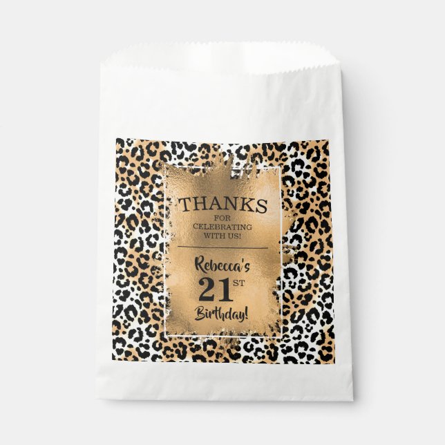 Sachets En Papier Leopard 21e fête d'anniversaire Favor Sac (Devant)