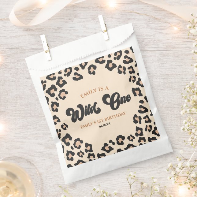 Sachets En Papier Leopard Cheetah Imprimer Wild Un 1er anniversaire  (Coupé)
