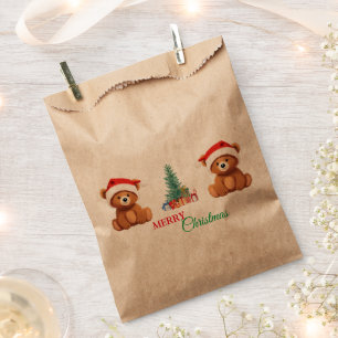 Sachets En Papier Les animaux mignons hiver Ours Père Noël arbre de