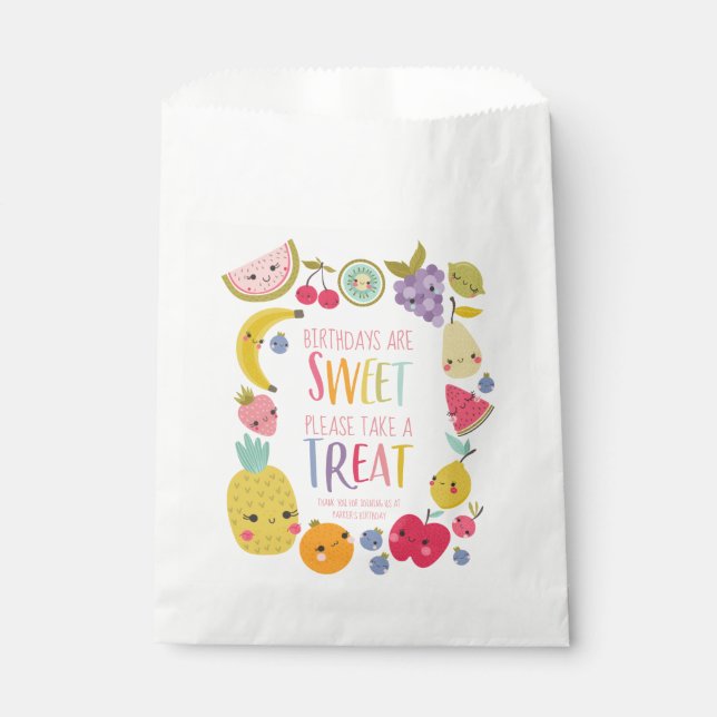 Sachets En Papier Les Anniversaires De Fruits Sont Doux Faveur (Devant)