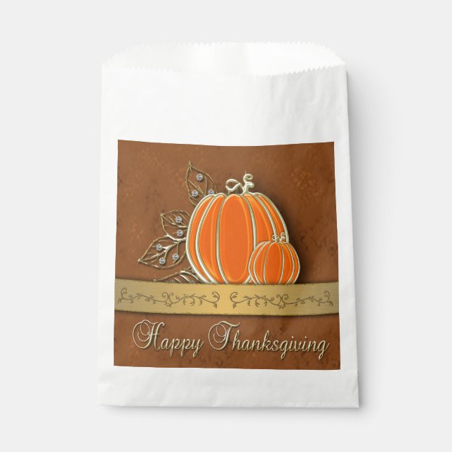 Sachets En Papier Les Feuilles Citrouilles de Thanksgiving précieux  (Devant)