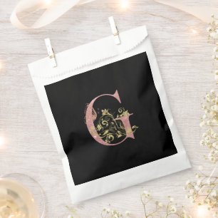 Sachets En Papier LETTRE Florale Parties scintillant rose G