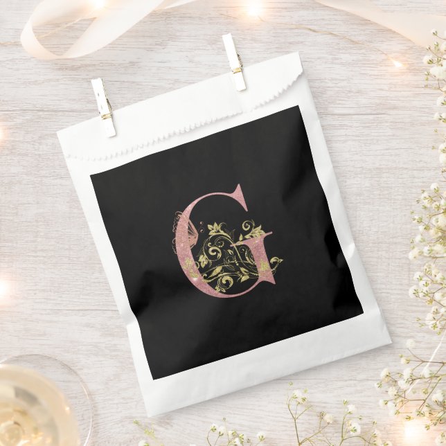 Sachets En Papier LETTRE Florale Parties scintillant rose G (Coupé)