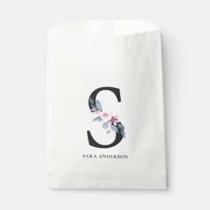 SACHETS EN PAPIER LETTRE NOM D'ALPHABÈTES FLORAUX BLEUS DOUX U