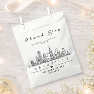 Sachets En Papier Ligne Skyline personnalisée Nashville - Mariage Bi