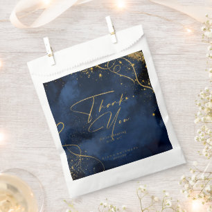 Sachets En Papier Lignes fines Gold Abstrait Mariage Navy Blue ID867