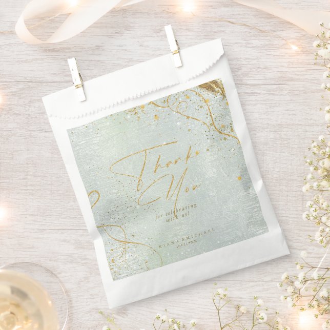 Sachets En Papier Lignes fines Gold Abstrait Mariage Sage ID867 (Coupé)