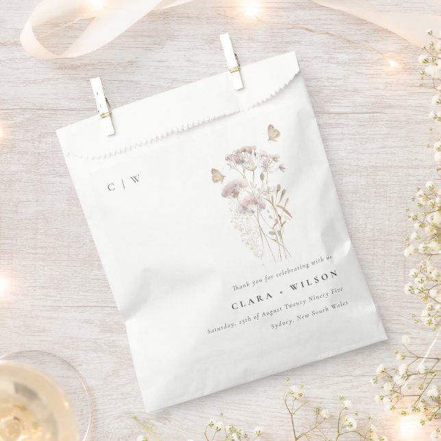 Sachets En Papier Lilac Boho Fleur sauvage Fern Mariage botanique (Coupé)