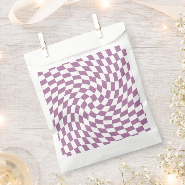 Sachets En Papier Lilac Purple Mariage Collection Vérifier À damiers (Coupé)