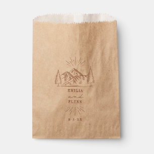 Sachets En Papier Line Art Mountains Terracotta Mariage