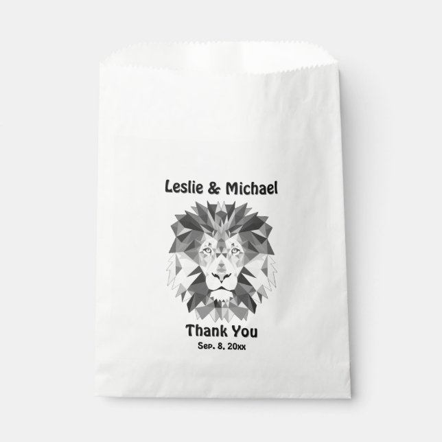 Sachets En Papier Lion géométrique noir et blanc (Devant)