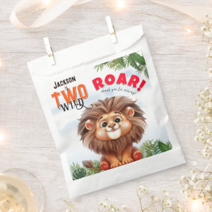 Sachets En Papier Lion Safari Deux enfants sauvages Deuxième anniver