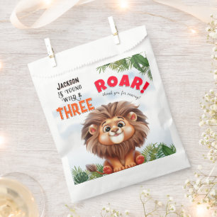 Sachets En Papier Lion Safari Wild & Three Kids Troisième anniversai