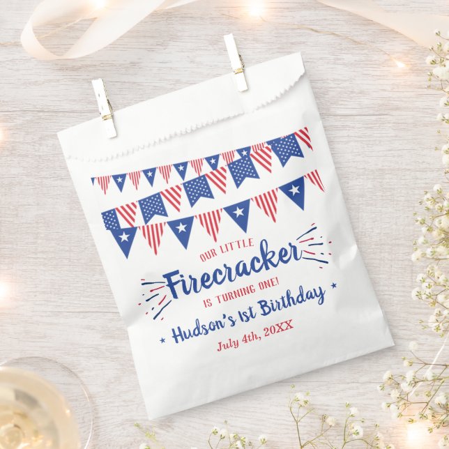 Sachets En Papier Little Firecracker 4 juillet 1er anniversaire (Coupé)