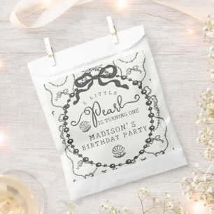 Sachets En Papier Little Pearl Black Coquette Bow fête d'anniversair
