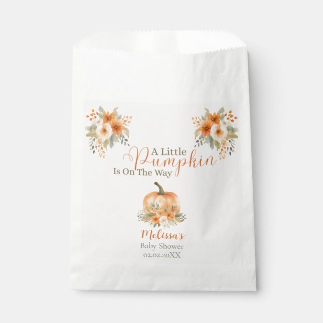 Sachets En Papier Little Pumpkin Rustic Orange Autumn Baby Shower  (Devant)