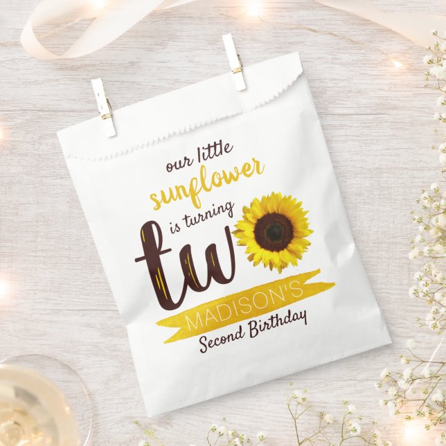 Sachets En Papier Little Sunflower 2e fête d'anniversaire (Coupé)