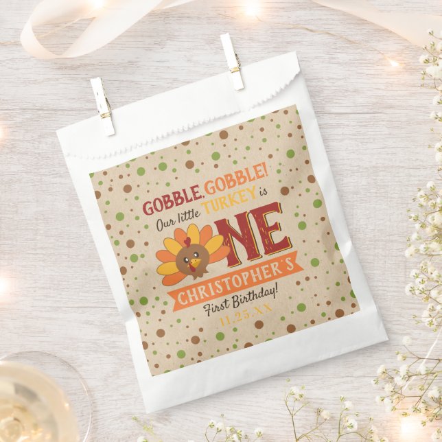 Sachets En Papier Little Turkey Fall Thanksgiving 1er anniversaire (Coupé)
