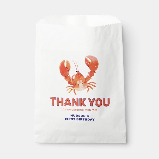 Sachets En Papier Lobster Kids Birthday Thank You (Devant)
