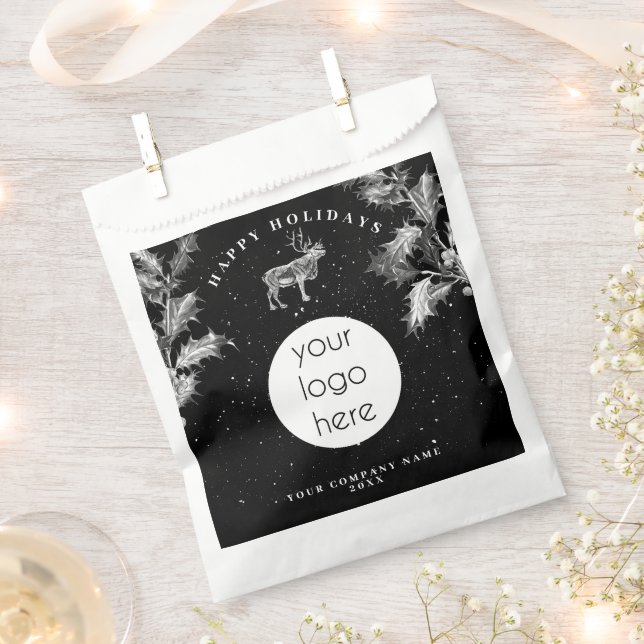 Sachets En Papier Logo de vacances Rustique Noir Blanc Noël Entrepri (Coupé)