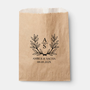 Sachets En Papier Logo Mariage Monogramme Personnalisé Avec Wreath
