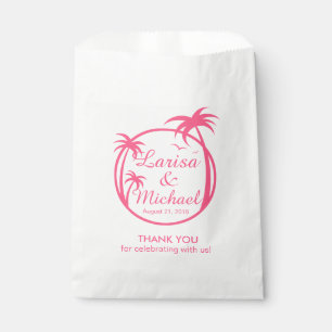 Sachets En Papier Logo tropical de Palm Beach   rose