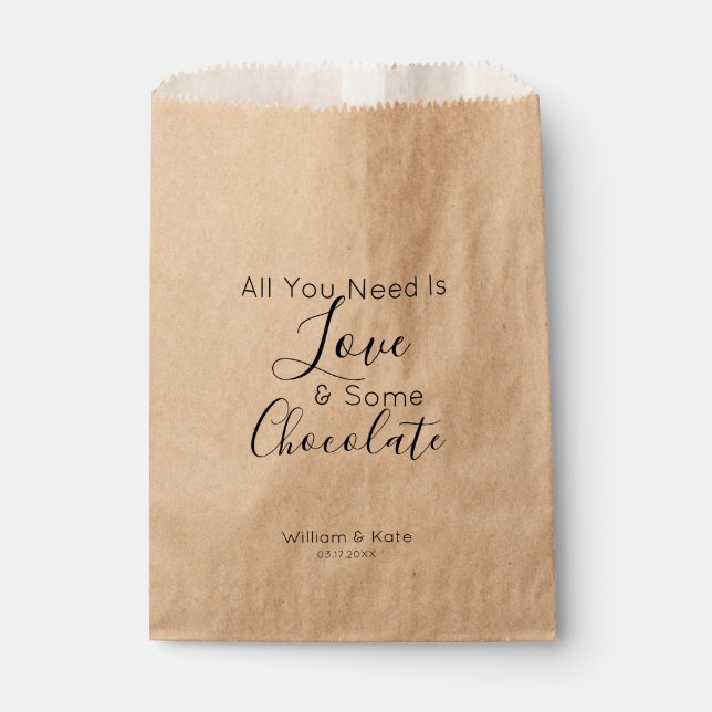 Sachets En Papier Loisir Chocolat traitement Mariage personnalisé (Devant)