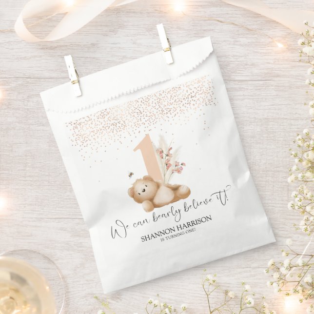 Sachets En Papier L'ours et l'abeille premier anniversaire (Coupé)