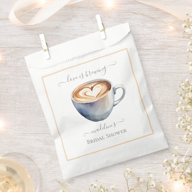 Sachets En Papier Love is Brewing Coffee Shower de Mariée (Coupé)