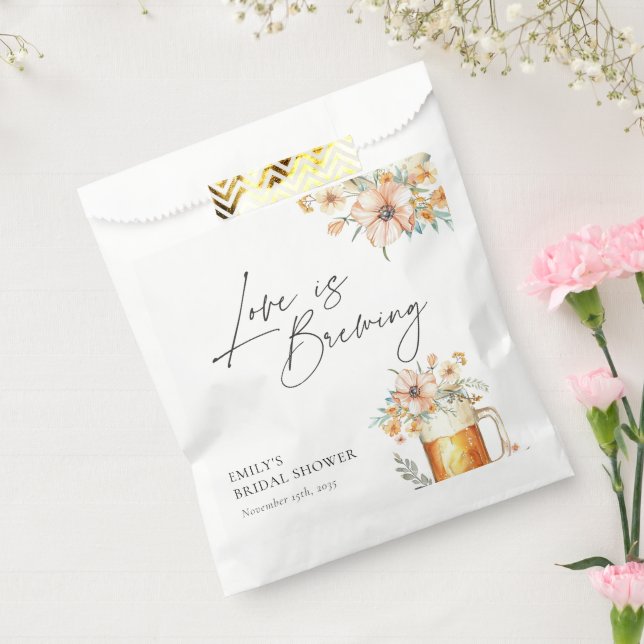 Sachets En Papier Love is Brewing Floral Fête de Mariage (Scellé)