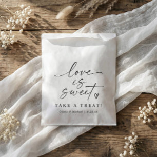 Sachets En Papier Love is Sweet Script Mariage Noir et Blanc