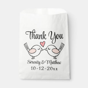 Sachets En Papier Lovebirds Cartoon Inséparables Merci Mariage