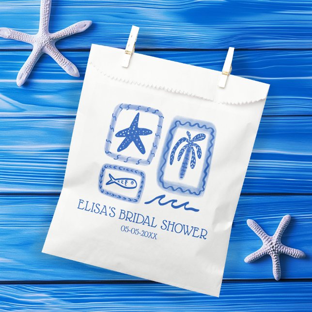 Sachets En Papier LoveNotes from Sea Cute Beach Fête des mariées PER (LoveNotes from Sea Cute Beach CUSTOM Bridal Shower Favor Bag
)