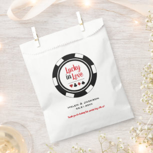 Sachets En Papier Lucky In Love Black White Poker Mariage