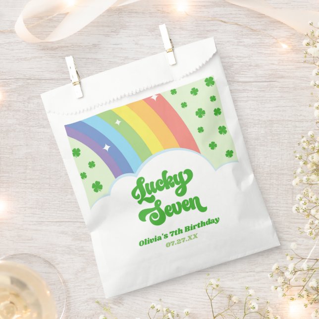 Sachets En Papier Lucky Seven Rainbow Cloches 7e fête d'anniversaire (Coupé)