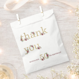 Sachets En Papier Luxe personnalisé 50e anniversaire Gold Floral