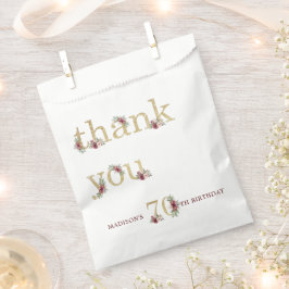 Sachets En Papier Luxe personnalisé 70e anniversaire Gold Floral