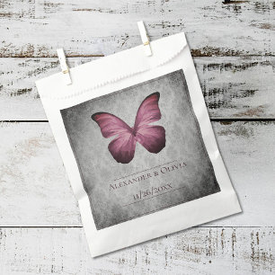 Sachets En Papier Magenta Vintage Papillon Mariage damassé