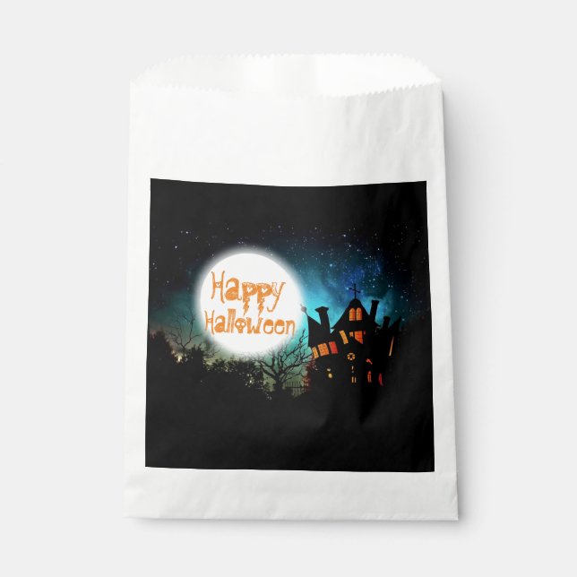 Sachets En Papier Maison hantée d'Halloween éffrayant (Devant)