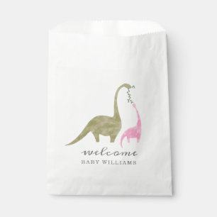 Sachets En Papier Mama et bébé Dinosaur Baby shower rose
