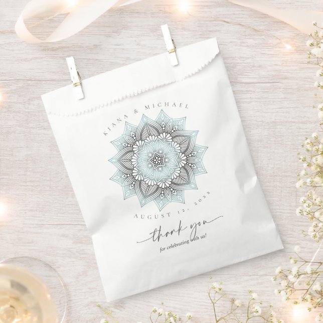 Sachets En Papier Mandala Lace Mariage Merci Lt. Blue ID968 (Coupé)