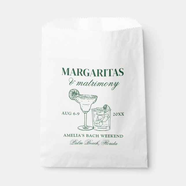 Sachets En Papier Margaritas & Mariage Bachelorette Week-end (Devant)