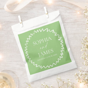 Sachets En Papier Mariage à la frontière ondulée verte de Citrus Cap
